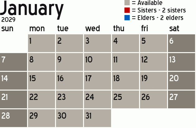 Missionary Dinner Calendar
