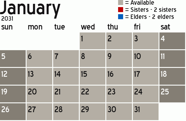 Missionary Dinner Calendar