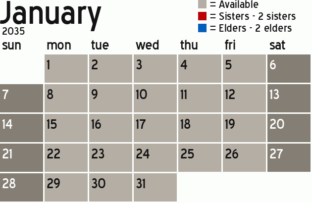 Missionary Dinner Calendar