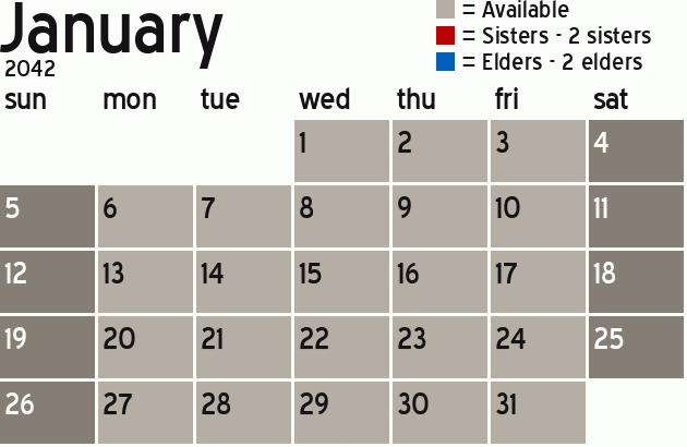 Missionary Dinner Calendar