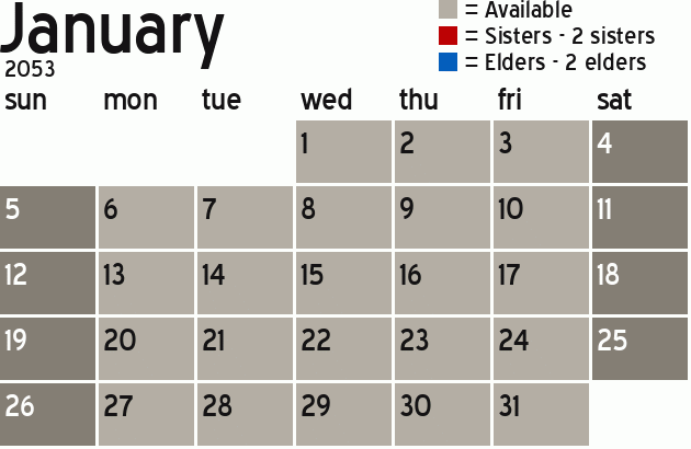 Missionary Dinner Calendar
