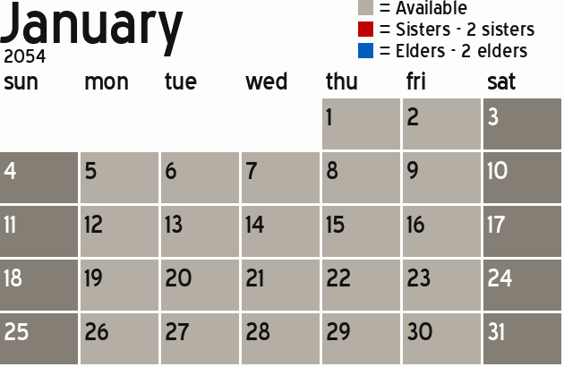 Missionary Dinner Calendar