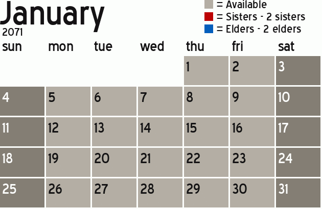 Missionary Dinner Calendar