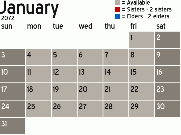 Missionary Dinner Calendar