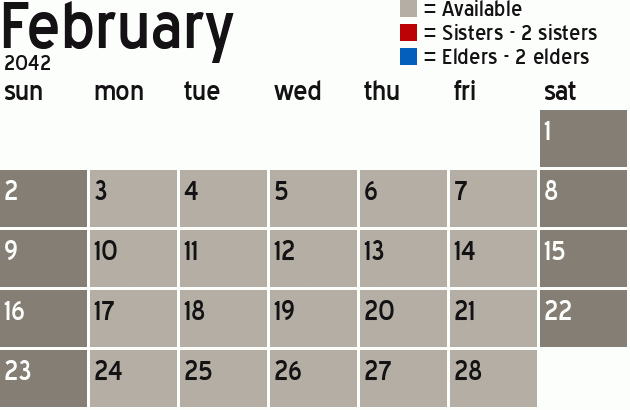 Missionary Dinner Calendar