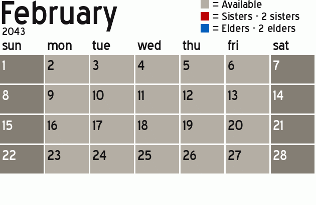 Missionary Dinner Calendar