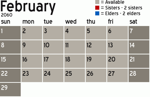 Missionary Dinner Calendar
