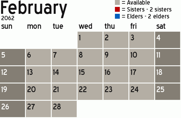 Missionary Dinner Calendar