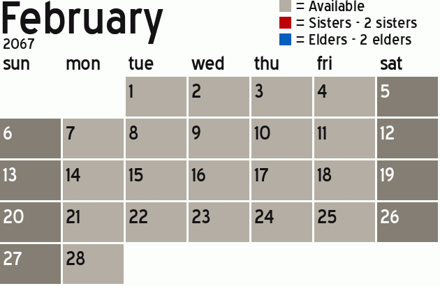 Missionary Dinner Calendar