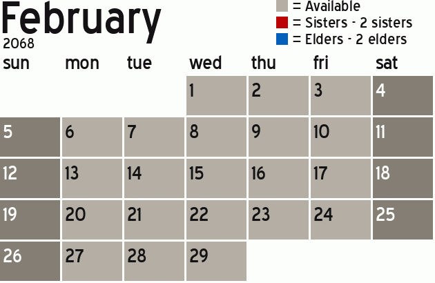 Missionary Dinner Calendar