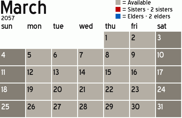 Missionary Dinner Calendar
