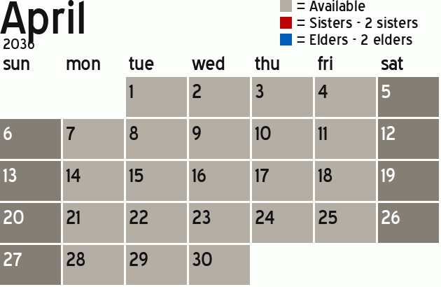 Missionary Dinner Calendar