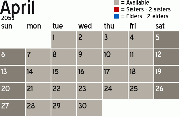 Missionary Dinner Calendar