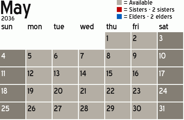 Missionary Dinner Calendar