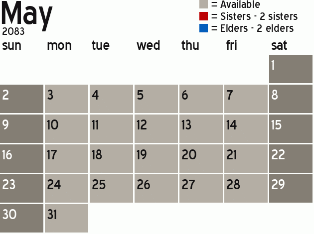 Missionary Dinner Calendar
