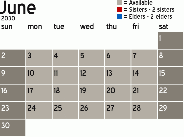 Missionary Dinner Calendar