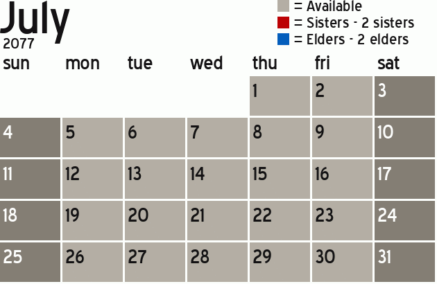 Missionary Dinner Calendar