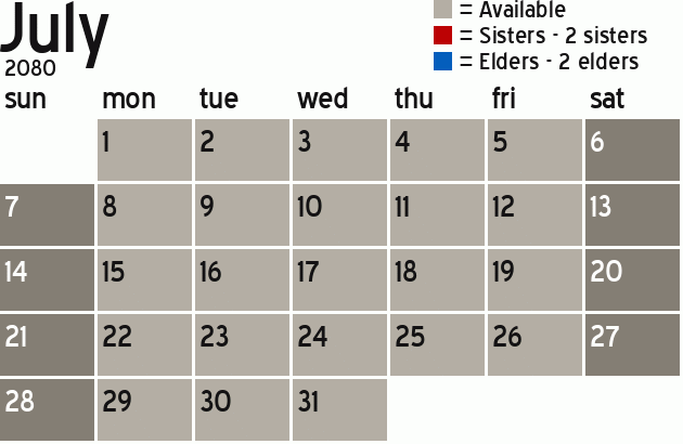 Missionary Dinner Calendar