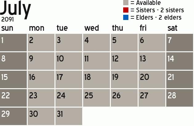 Missionary Dinner Calendar