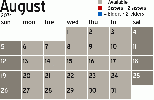 Missionary Dinner Calendar