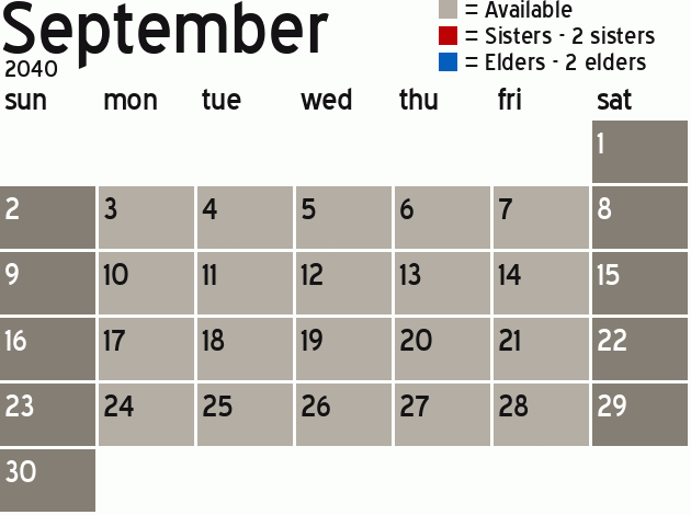 Missionary Dinner Calendar
