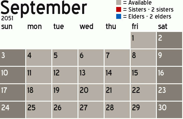 Missionary Dinner Calendar
