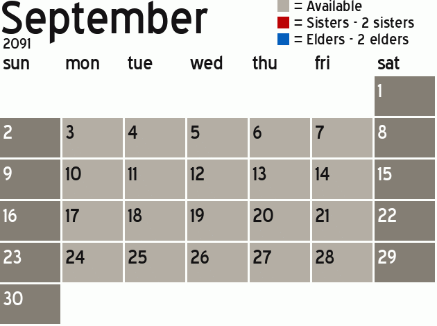 Missionary Dinner Calendar