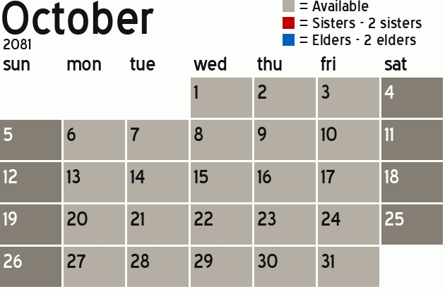 Missionary Dinner Calendar