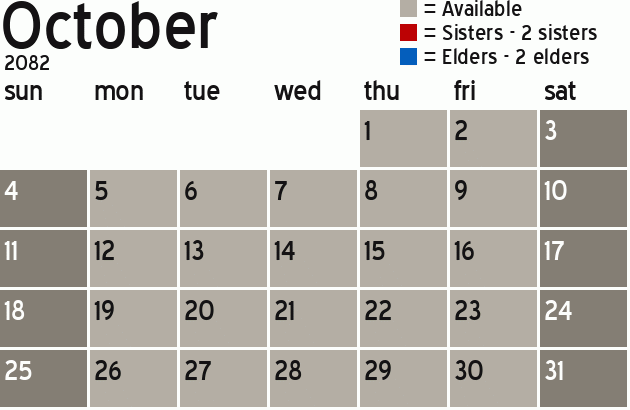 Missionary Dinner Calendar
