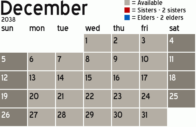Missionary Dinner Calendar